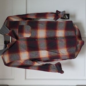 art class Kids Plaid Button-Down Shirt - Red, Gray, and Orange